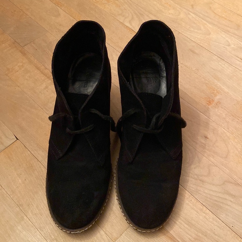 J. CREW MacAlister Black Suede Wedge Ankle Boots - Picture 14 of 14